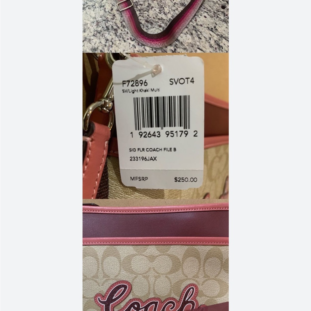 Coach signature file Beige and Burgundy Crossbody Bag - Picture 12 of 12